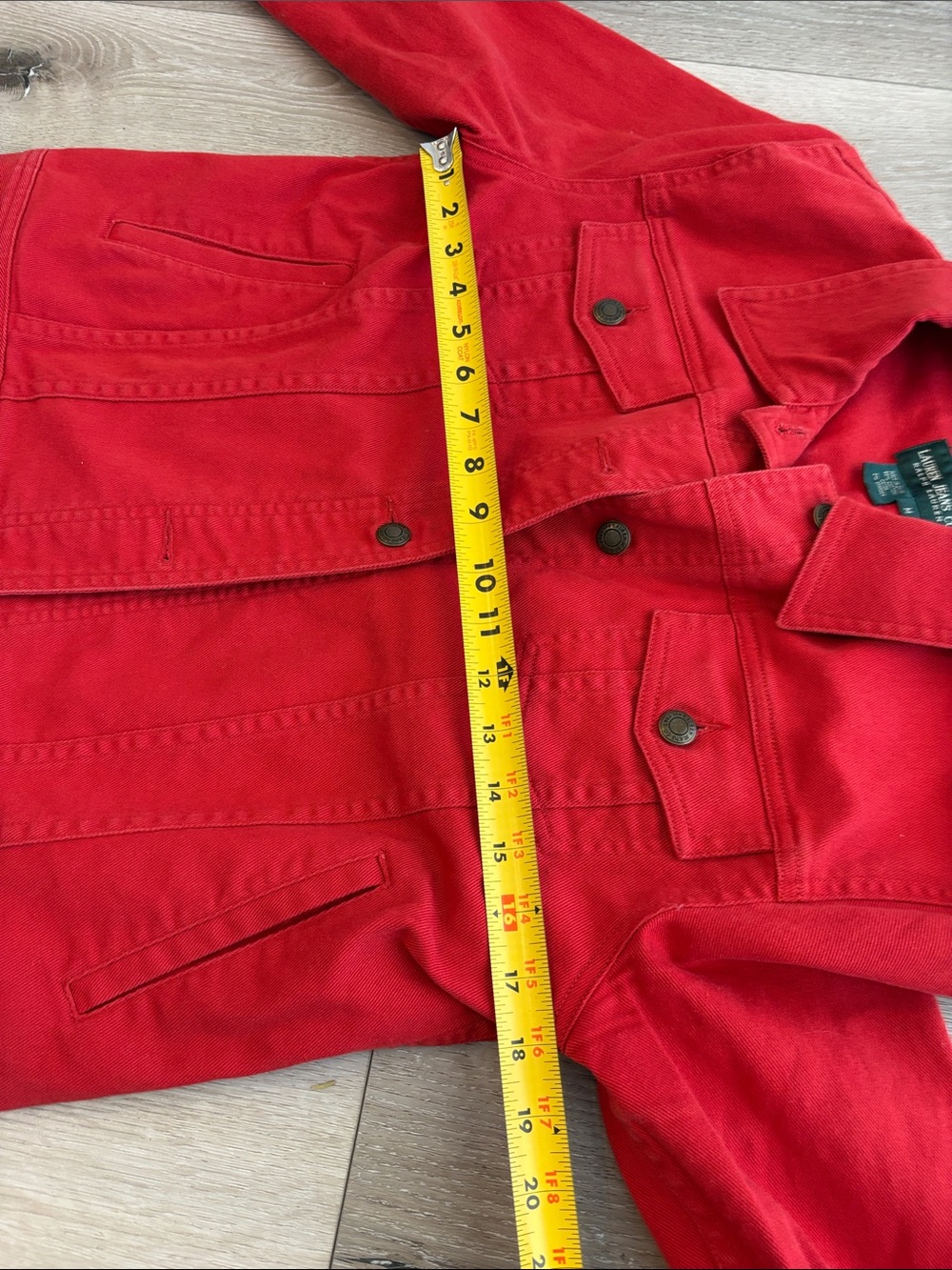 Lauren Ralph Lauren Red Denim Jacket Women’s Medium Stretch Cotton Trucker Jean - Picture 10 of 12